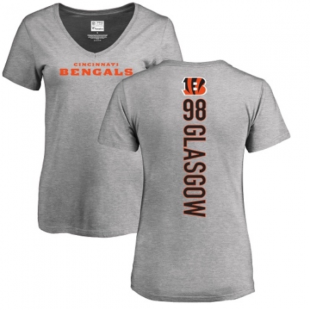 NFL Women's Nike Cincinnati Bengals #98 Ryan Glasgow Ash Backer V-Neck T-Shirt
