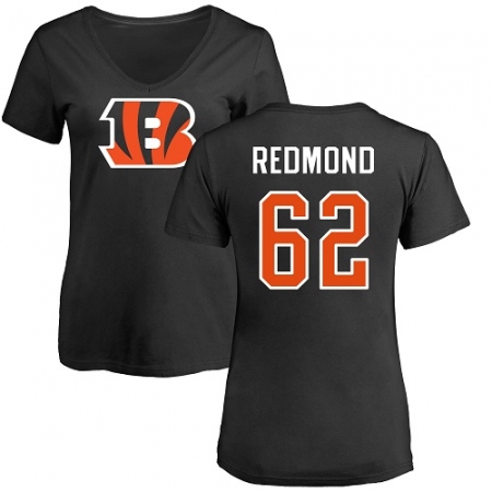 NFL Women's Nike Cincinnati Bengals #62 Alex Redmond Black Name & Number Logo T-Shirt