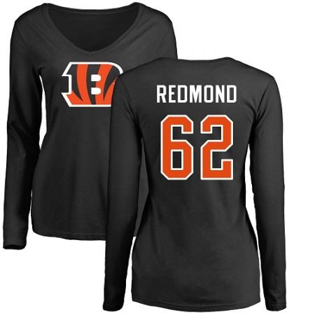 NFL Women's Nike Cincinnati Bengals #62 Alex Redmond Black Name & Number Logo Long Sleeve T-Shirt