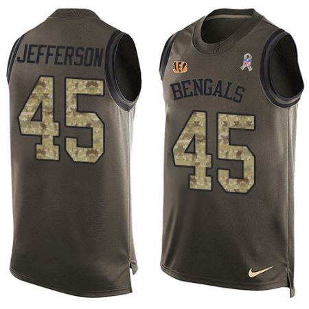 Men's Nike Cincinnati Bengals #45 Malik Jefferson Limited Green Salute to Service Tank Top NFL Jersey