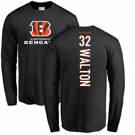 NFL Nike Cincinnati Bengals #32 Mark Walton Black Backer Long Sleeve T-Shirt