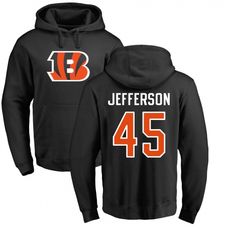 NFL Nike Cincinnati Bengals #45 Malik Jefferson Black Name & Number LogoPullover Hoodie