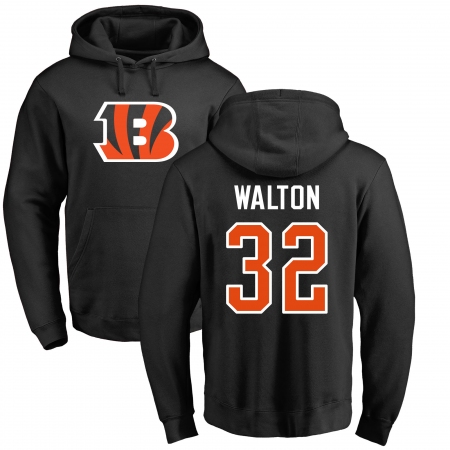 NFL Nike Cincinnati Bengals #32 Mark Walton Black Name & Number LogoPullover Hoodie