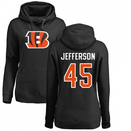 NFL Women's Nike Cincinnati Bengals #45 Malik Jefferson Black Name & Number LogoPullover Hoodie