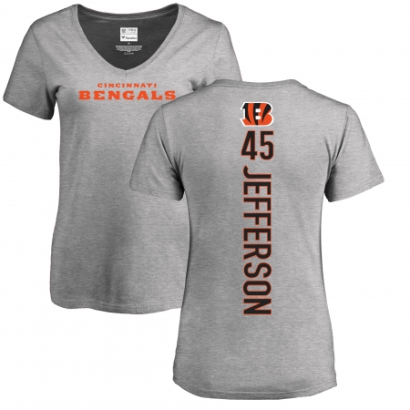 NFL Women's Nike Cincinnati Bengals #45 Malik Jefferson Ash Backer V-Neck T-Shirt