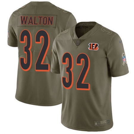 Youth Nike Cincinnati Bengals #32 Mark Walton Limited Olive 2017 Salute to Service NFL Jersey