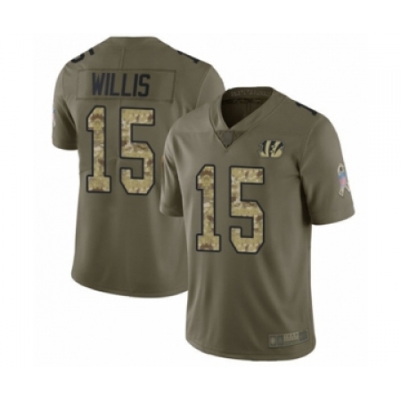 Youth Cincinnati Bengals #15 Damion Willis Limited Olive Camo 2017 Salute to Service Football Jersey