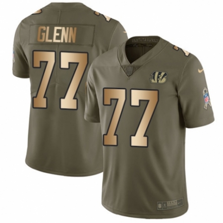 Youth Nike Cincinnati Bengals #77 Cordy Glenn Limited Olive/Gold 2017 Salute to Service NFL Jersey