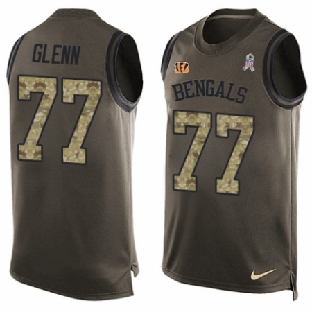 Men's Nike Cincinnati Bengals #77 Cordy Glenn Limited Green Salute to Service Tank Top NFL Jersey