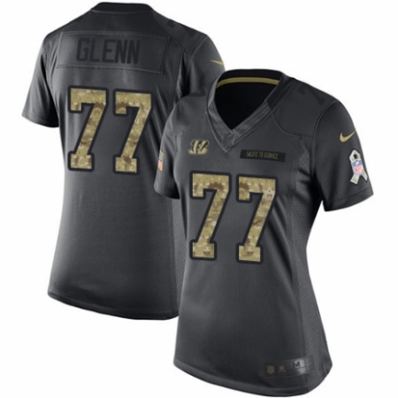 Women's Nike Cincinnati Bengals #77 Cordy Glenn Limited Black 2016 Salute to Service NFL Jersey
