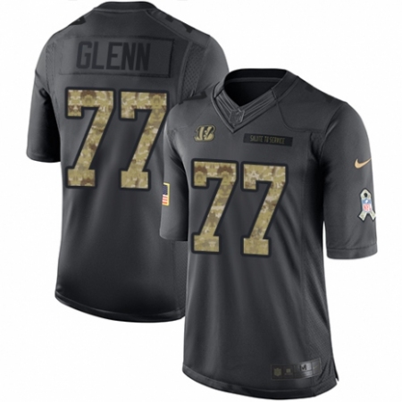 Men's Nike Cincinnati Bengals #77 Cordy Glenn Limited Black 2016 Salute to Service NFL Jersey