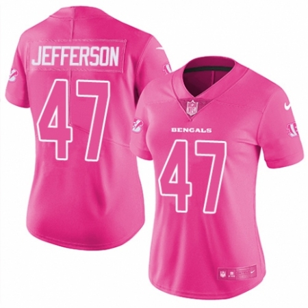 Women's Nike Cincinnati Bengals #47 Malik Jefferson Limited Pink Rush Fashion NFL Jersey