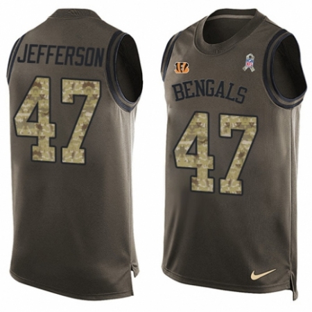 Men's Nike Cincinnati Bengals #47 Malik Jefferson Limited Green Salute to Service Tank Top NFL Jersey