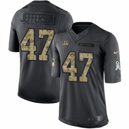 Men's Nike Cincinnati Bengals #47 Malik Jefferson Limited Black 2016 Salute to Service NFL Jersey