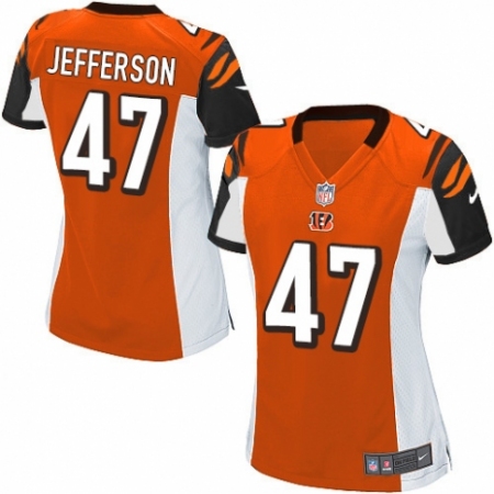 Women's Nike Cincinnati Bengals #47 Malik Jefferson Game Orange Alternate NFL Jersey