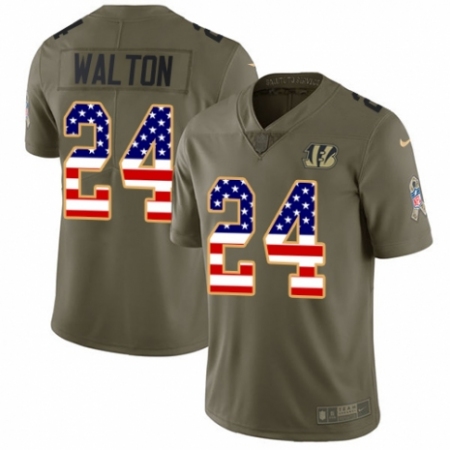 Youth Nike Cincinnati Bengals #24 Mark Walton Limited Olive/USA Flag 2017 Salute to Service NFL Jersey