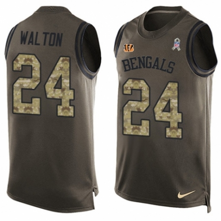 Men's Nike Cincinnati Bengals #24 Mark Walton Limited Green Salute to Service Tank Top NFL Jersey