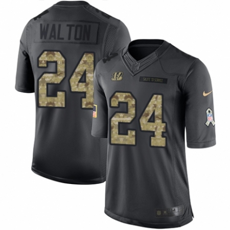 Men's Nike Cincinnati Bengals #24 Mark Walton Limited Black 2016 Salute to Service NFL Jersey