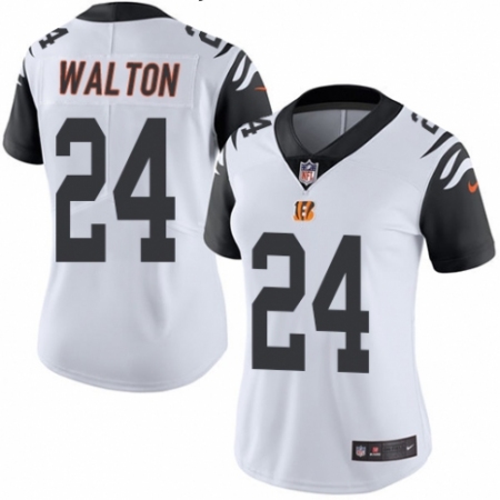 Women's Nike Cincinnati Bengals #24 Mark Walton Limited White Rush Vapor Untouchable NFL Jersey