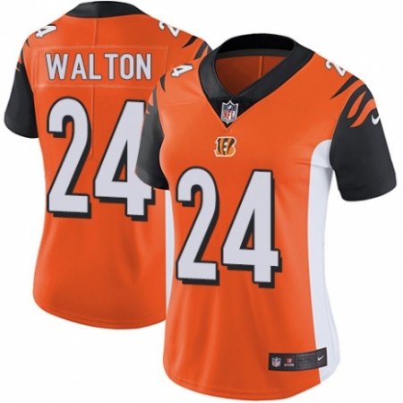 Women's Nike Cincinnati Bengals #24 Mark Walton Orange Alternate Vapor Untouchable Elite Player NFL Jersey