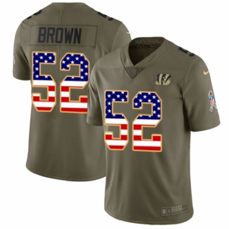Youth Nike Cincinnati Bengals #52 Preston Brown Limited Olive/USA Flag 2017 Salute to Service NFL Jersey