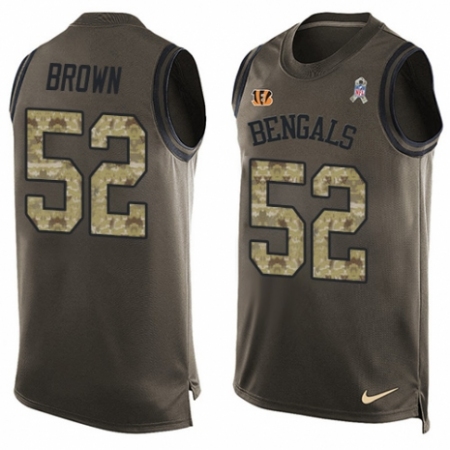 Men's Nike Cincinnati Bengals #52 Preston Brown Limited Green Salute to Service Tank Top NFL Jersey