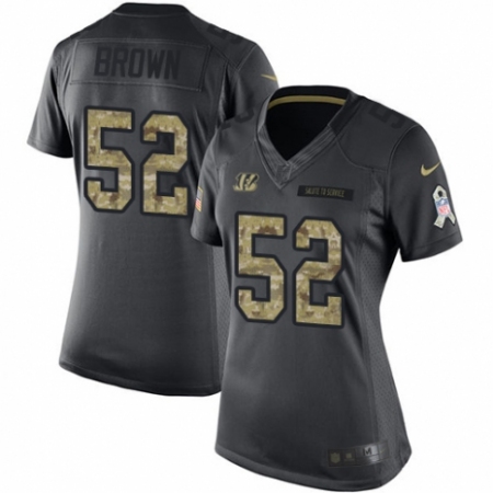 Women's Nike Cincinnati Bengals #52 Preston Brown Limited Black 2016 Salute to Service NFL Jersey
