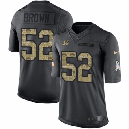 Men's Nike Cincinnati Bengals #52 Preston Brown Limited Black 2016 Salute to Service NFL Jersey