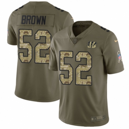 Youth Nike Cincinnati Bengals #52 Preston Brown Limited Olive/Camo 2017 Salute to Service NFL Jersey