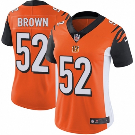 Women's Nike Cincinnati Bengals #52 Preston Brown Orange Alternate Vapor Untouchable Limited Player NFL Jersey