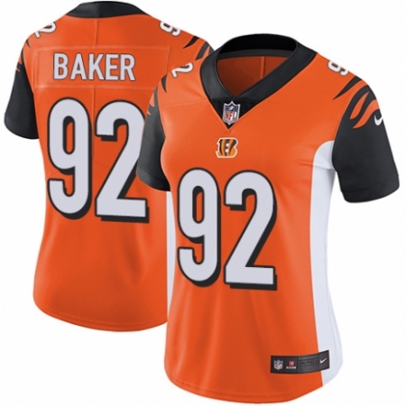 Women's Nike Cincinnati Bengals #92 Chris Baker Orange Alternate Vapor Untouchable Limited Player NFL Jersey