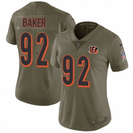 Women's Nike Cincinnati Bengals #92 Chris Baker Limited Olive 2017 Salute to Service NFL Jersey