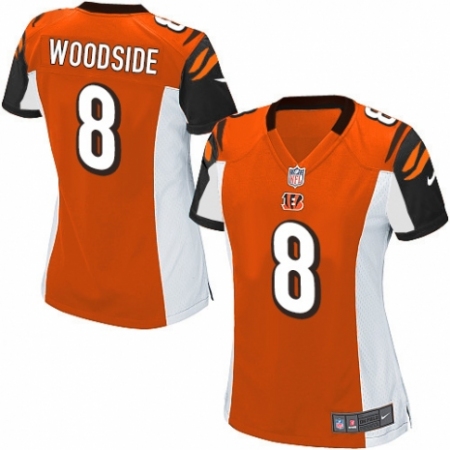 Women's Nike Cincinnati Bengals #8 Logan Woodside Game Orange Alternate NFL Jersey