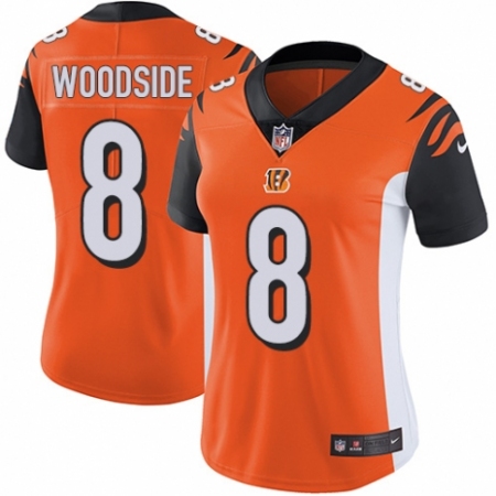 Women's Nike Cincinnati Bengals #8 Logan Woodside Orange Alternate Vapor Untouchable Elite Player NFL Jersey