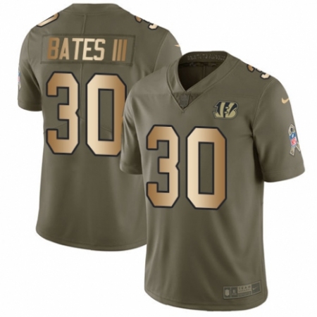 Men's Nike Cincinnati Bengals #30 Jessie Bates III Limited Olive Gold 2017 Salute to Service NFL Jersey