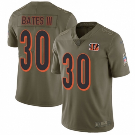 Youth Nike Cincinnati Bengals #30 Jessie Bates III Limited Olive 2017 Salute to Service NFL Jersey
