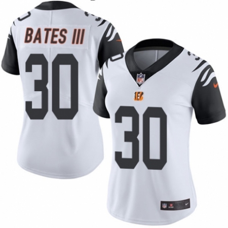 Women's Nike Cincinnati Bengals #30 Jessie Bates III Limited White Rush Vapor Untouchable NFL Jersey