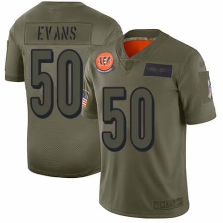 Men's Cincinnati Bengals #50 Jordan Evans Limited Camo 2019 Salute to Service Football Jersey