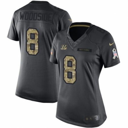 Women's Nike Cincinnati Bengals #8 Logan Woodside Limited Black 2016 Salute to Service NFL Jersey