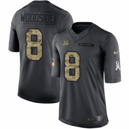 Men's Nike Cincinnati Bengals #8 Logan Woodside Limited Black 2016 Salute to Service NFL Jersey