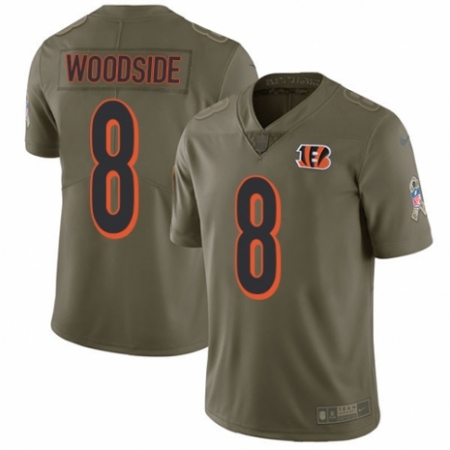 Youth Nike Cincinnati Bengals #8 Logan Woodside Limited Olive 2017 Salute to Service NFL Jersey