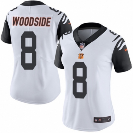 Women's Nike Cincinnati Bengals #8 Logan Woodside Limited White Rush Vapor Untouchable NFL Jersey