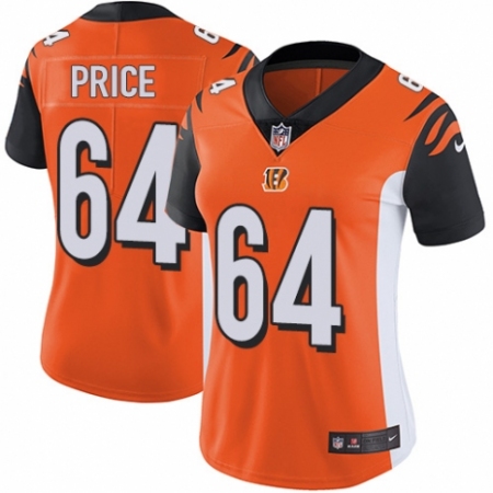 Women's Nike Cincinnati Bengals #64 Billy Price Orange Alternate Vapor Untouchable Elite Player NFL Jersey