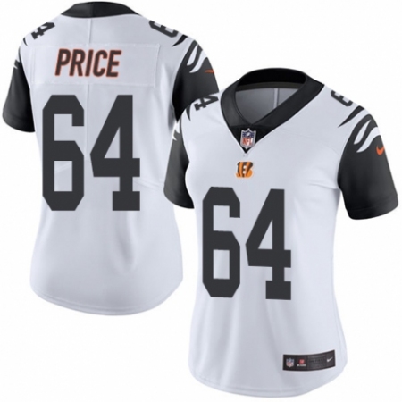 Women's Nike Cincinnati Bengals #64 Billy Price Limited White Rush Vapor Untouchable NFL Jersey
