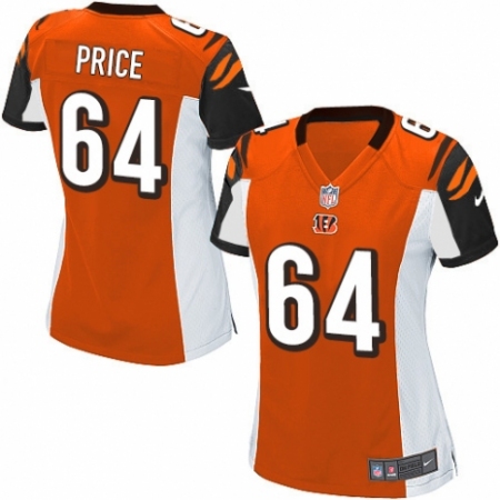 Women's Nike Cincinnati Bengals #64 Billy Price Game Orange Alternate NFL Jersey