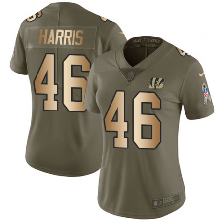 Women's Nike Cincinnati Bengals #46 Clark Harris Limited Olive Gold 2017 Salute to Service NFL Jersey