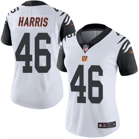 Women's Nike Cincinnati Bengals #46 Clark Harris Limited White Rush Vapor Untouchable NFL Jersey