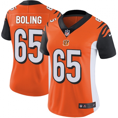 Women's Nike Cincinnati Bengals #65 Clint Boling Elite Orange Alternate NFL Jersey
