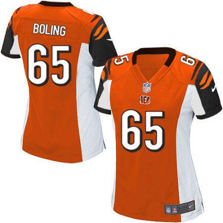 Women's Nike Cincinnati Bengals #65 Clint Boling Game Orange Alternate NFL Jersey