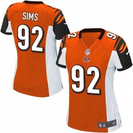 Women's Nike Cincinnati Bengals #92 Pat Sims Game Orange Alternate NFL Jersey